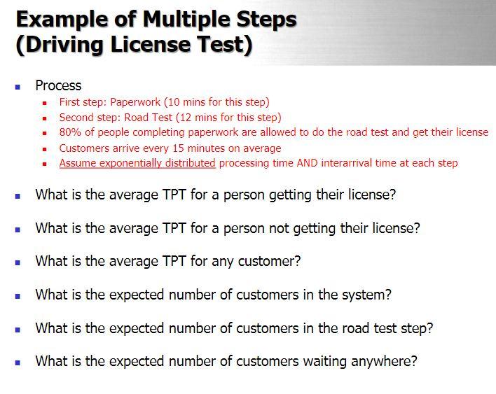 Example of Multiple Steps (Driving License Test)