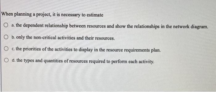 When planning a project, it is necessary to