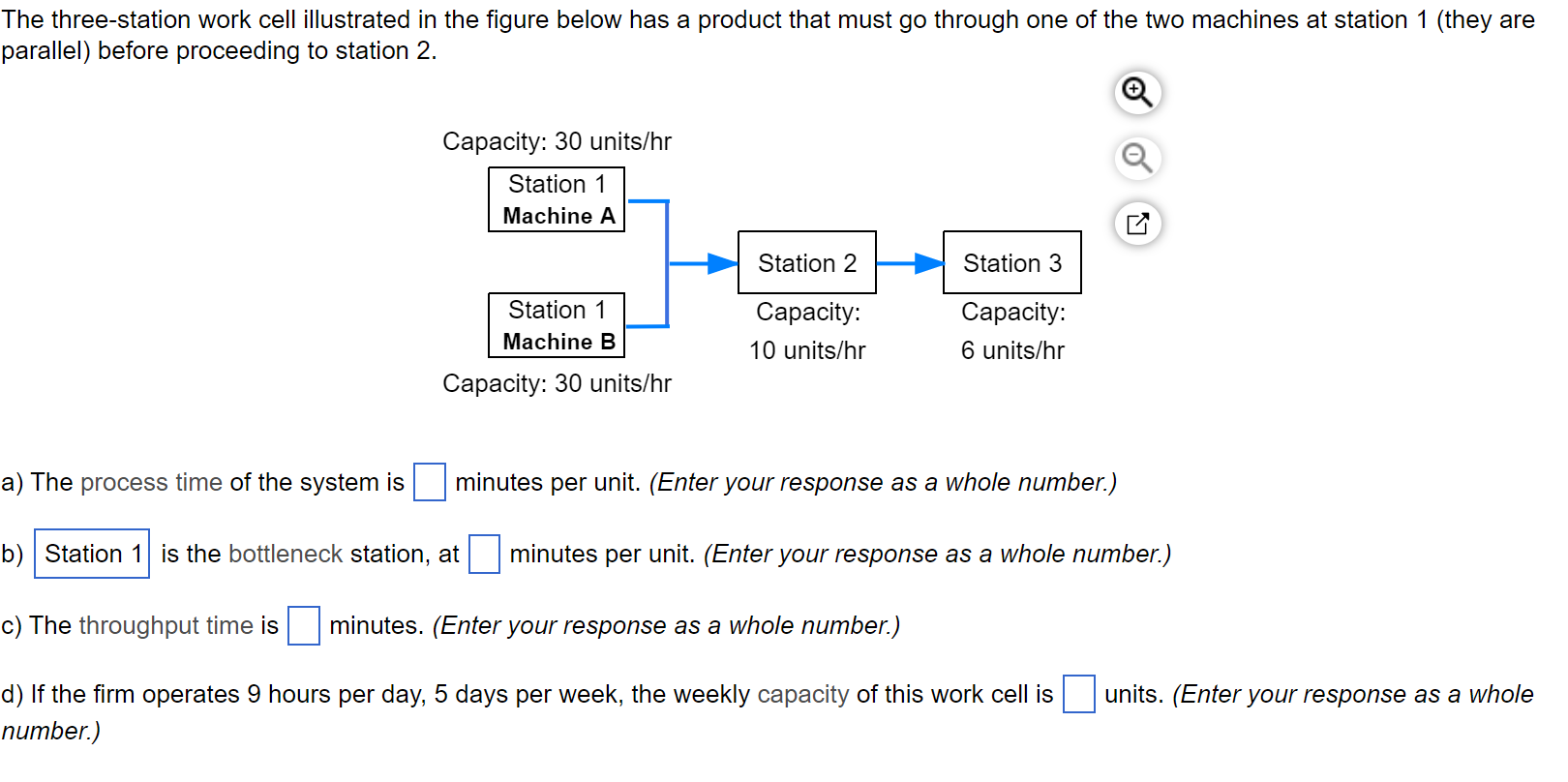 Help please (12) The three-station work cell