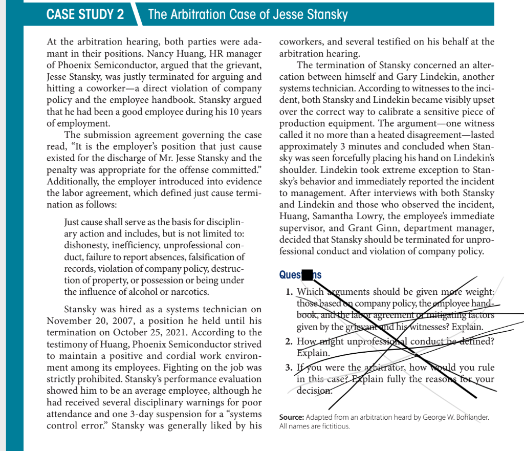 The first question requires you to read Case