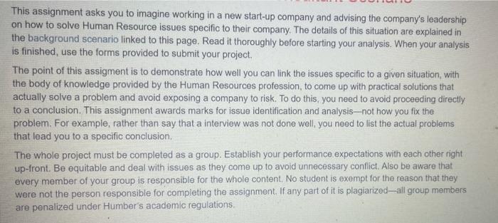 This assignment asks you to imagine working in a