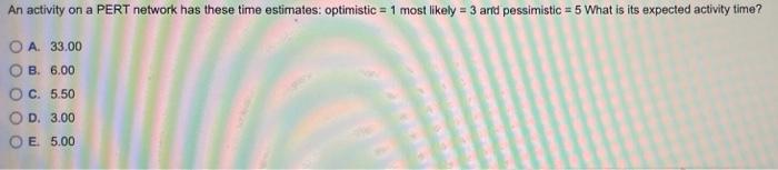 An activity on a PERT network has these time