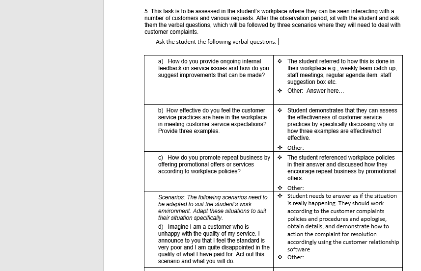cookery subject 5. This task is to be assessed in