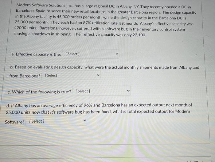 Modern Software Solutions Inc., has a large