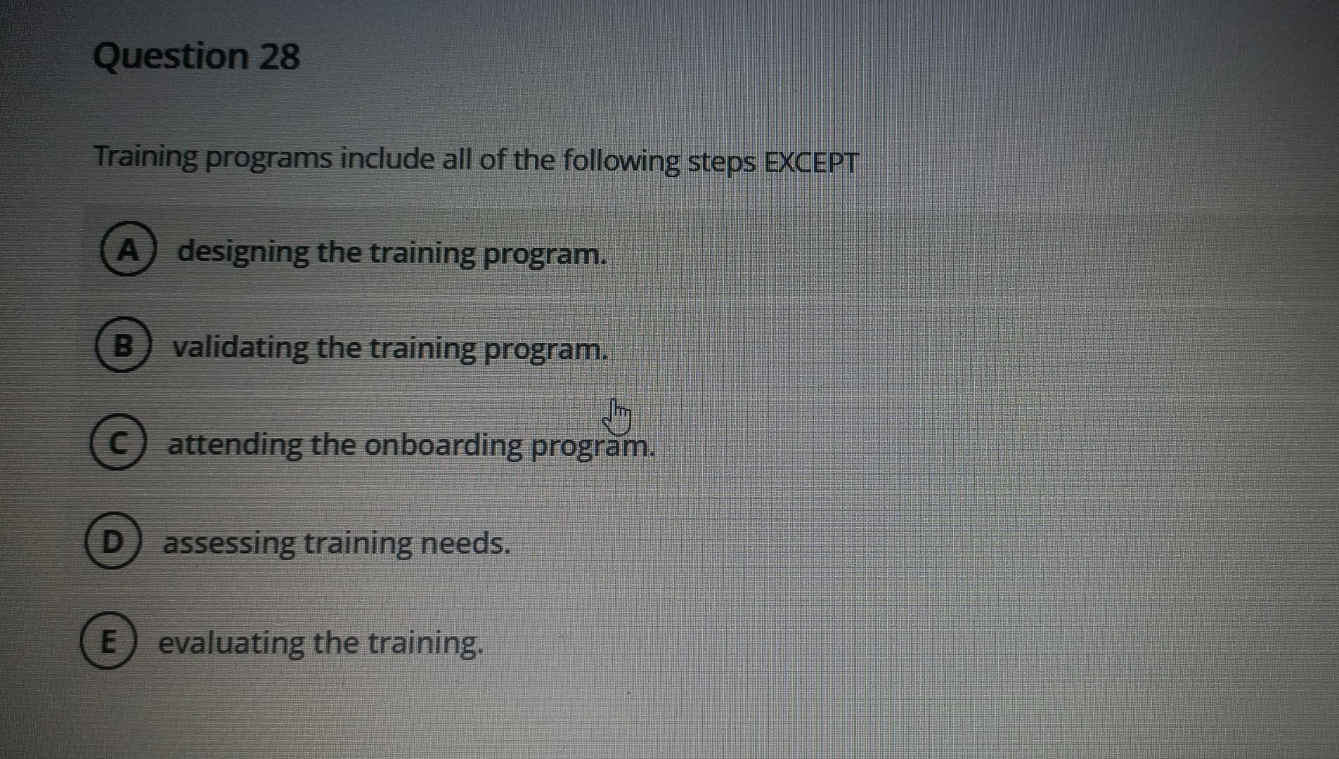 Training programs include all of the following
