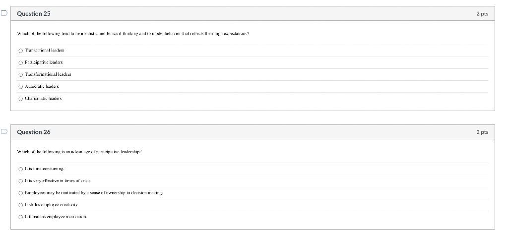 Question 25 Which of the followingg tend to he