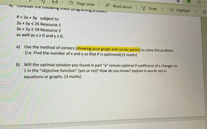- RJ 4) Consider the following linear programing