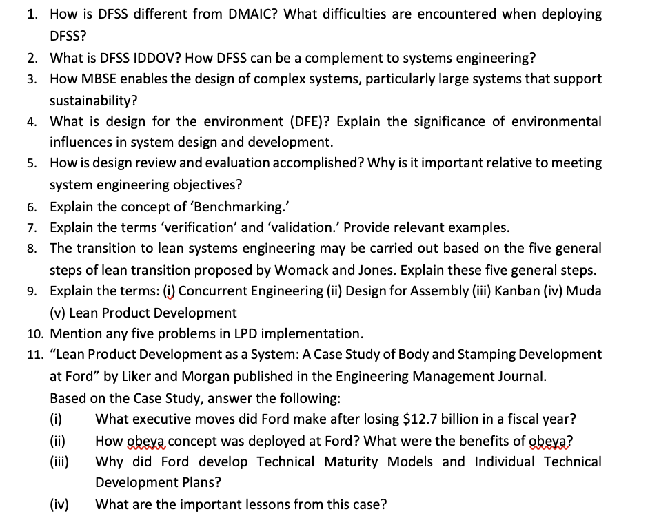 1. How is DFSS different from DMAIC? What