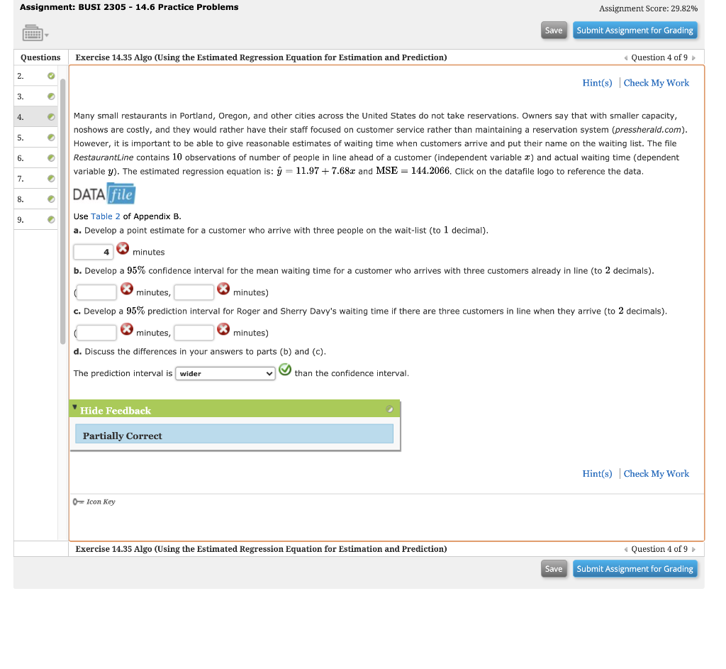 Assignment: BUSI 2305 - 14.6 Practice Problems