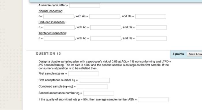 A sample code letter Normal inspection: n with Ac
