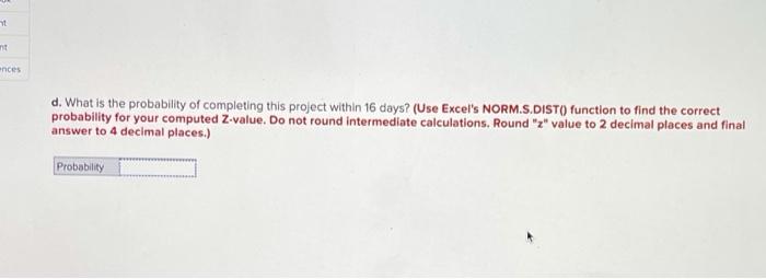 The following represents a project that should be