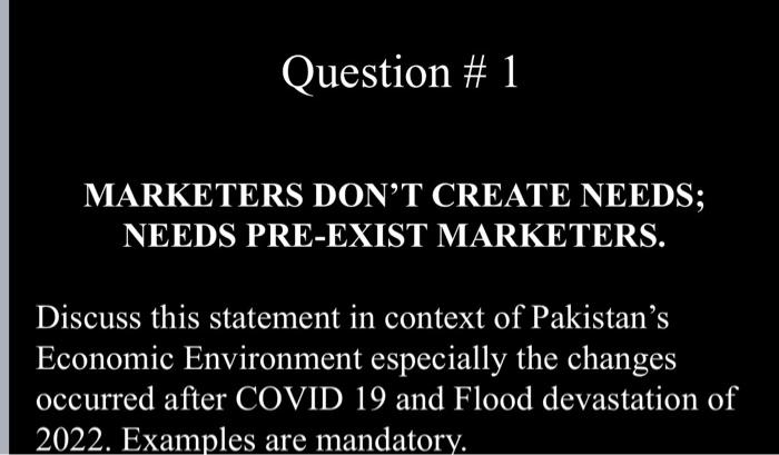 marketing course Question \# 1 MARKETERS DON'T