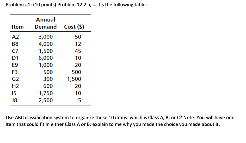 Problem #1: (10 points) Problem 12.2 a, c. It's