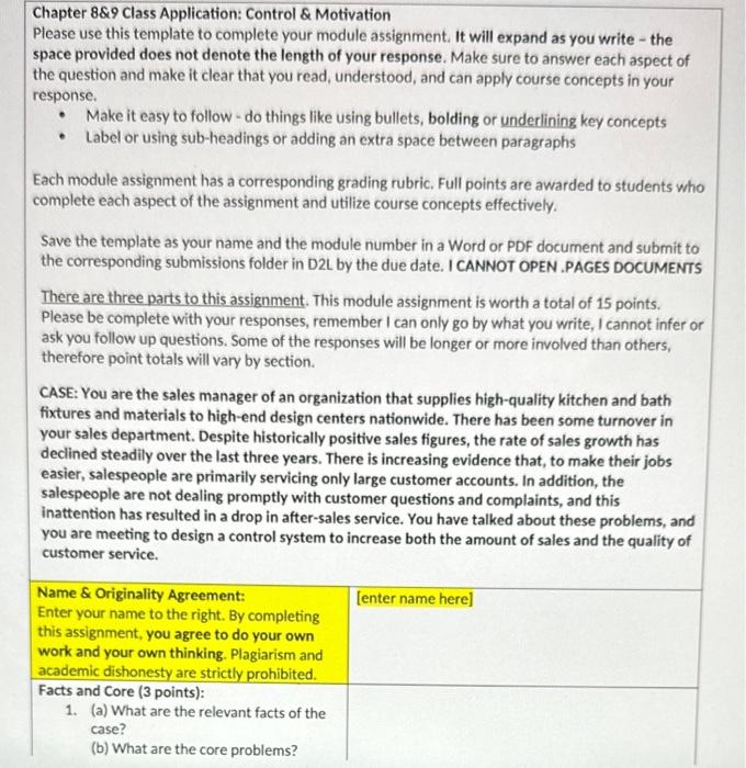 Please use this template to complete your module