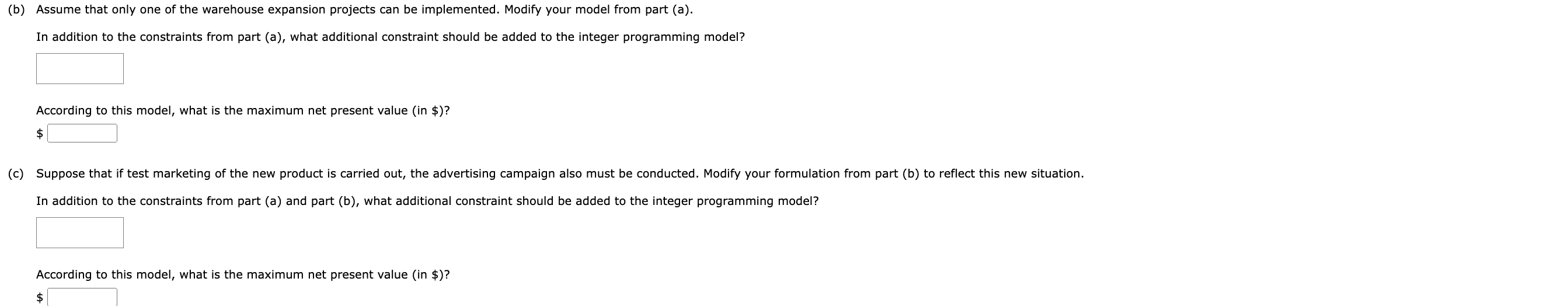 (a) Devolop an integer programming madel for