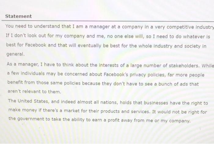 Statement You need to understand that I am a