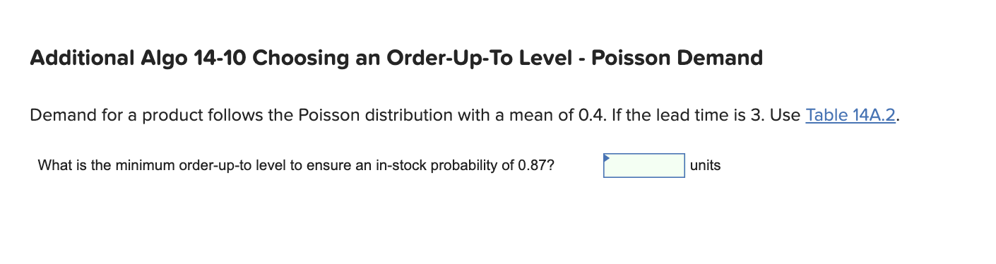 Additional Algo 14-10 Choosing an Order-Up-To