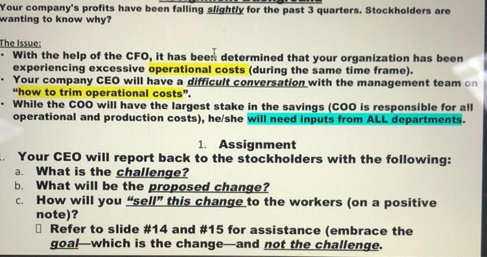 Your company's profits have been falling slightly