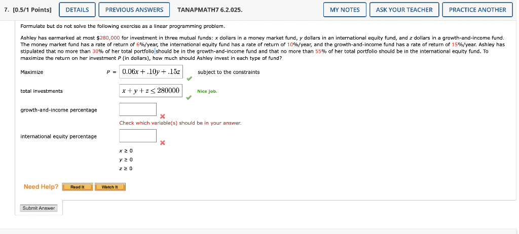 Formulate but do not solve the following exercise