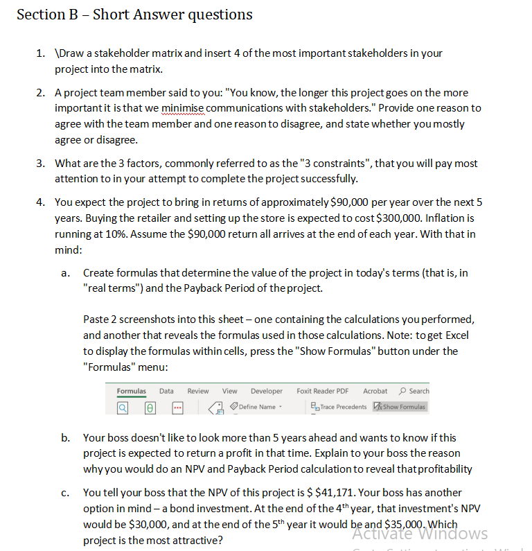 Section B - Short Answer questions 1. \Draw a