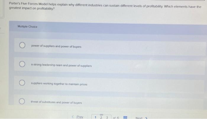Porter's Five Forces Model helps explain why