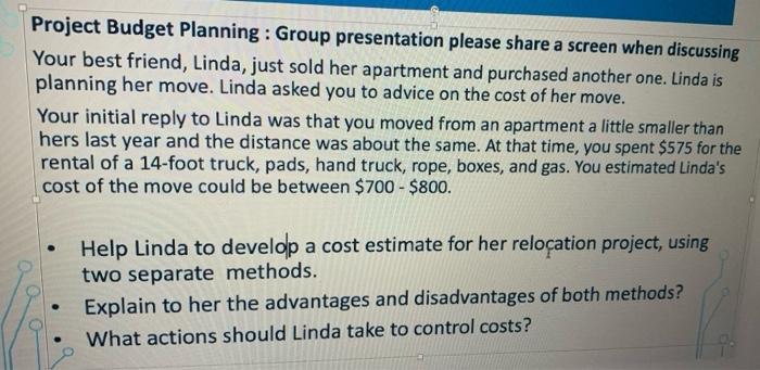 Project Budget Planning : Group presentation