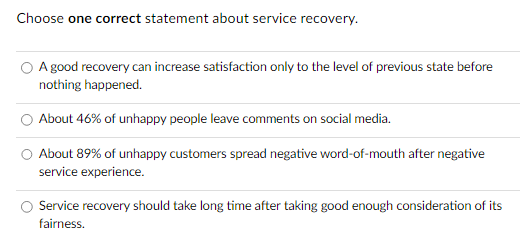 Choose one correct statement about service