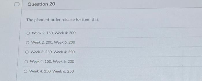 A company has received an order for end product