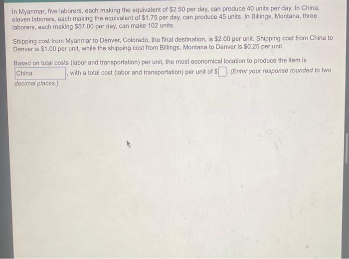 In Myanmar, five laborers, each making the