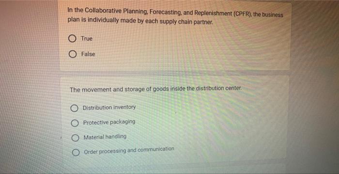 In the Collaborative Planning, Forecasting, and