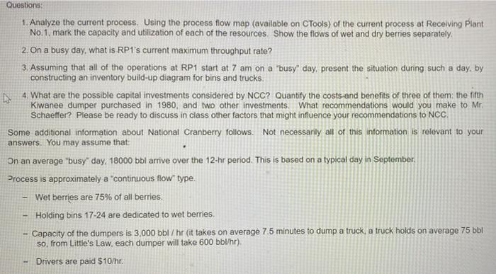 Questions: 1. Analyze the current process. Using