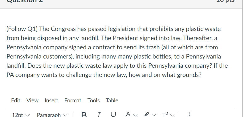 (Follow Q1) The Congress has passed legislation