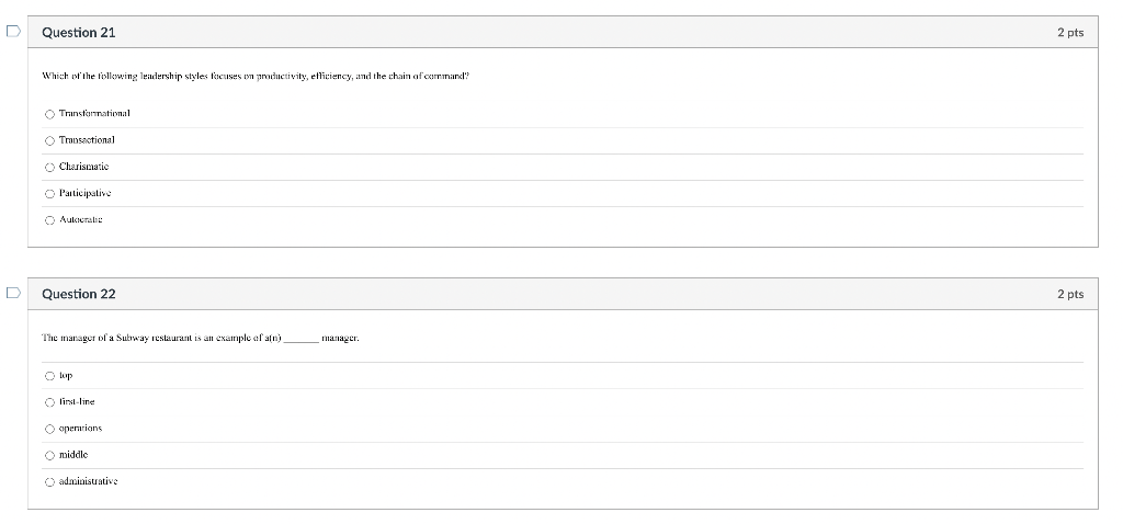 Which of the following leadership styles fucuses
