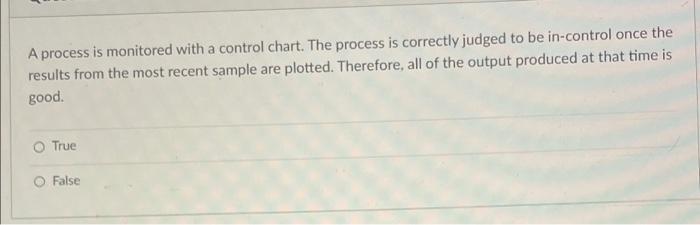 A process is monitored with a control chart. The