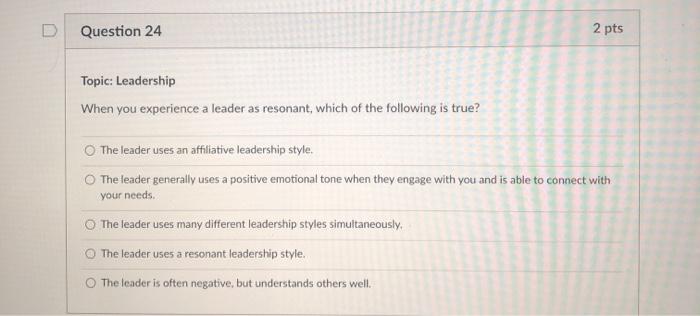 Question 23 2 pts Topic: Emotional Intelligence
