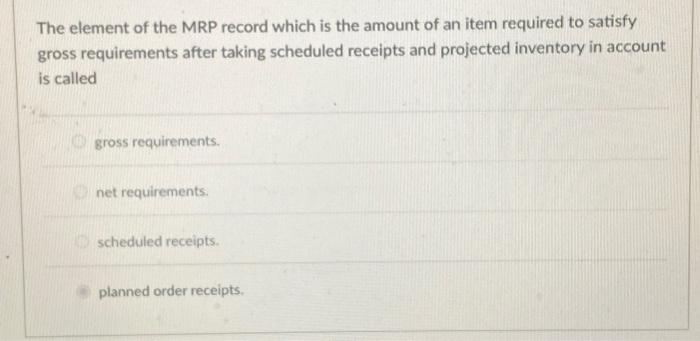 The element of the MRP record which is the amount
