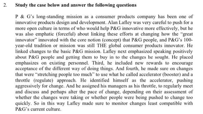 2. Study the case below and answer the following