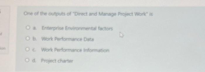 One of the outputs of "Direct and Manage Project