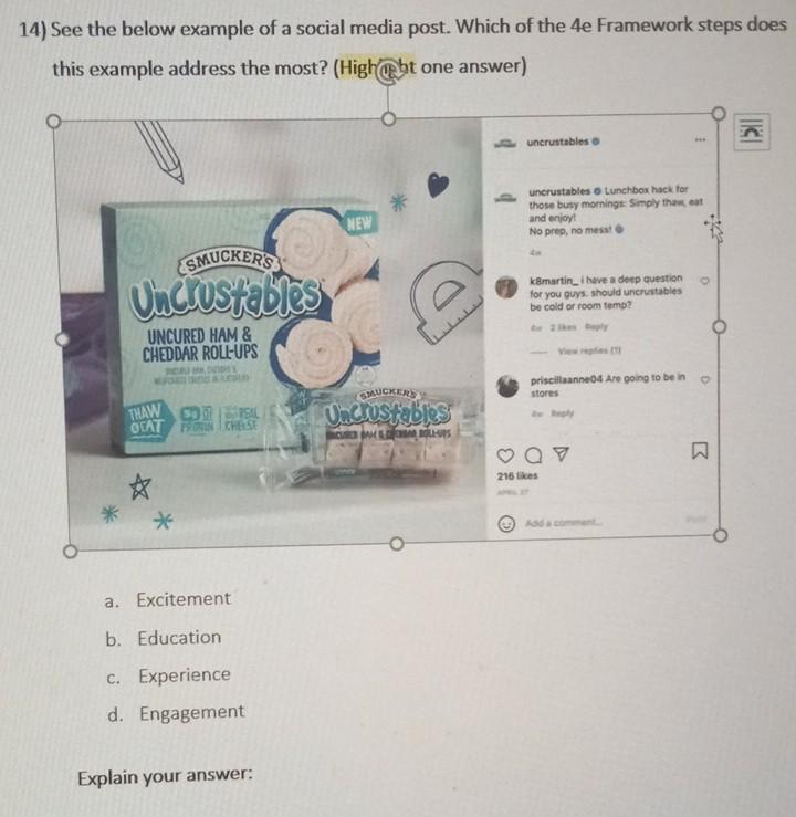 14) See the below example of a social media post.