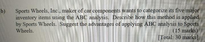 b) Sports Wheels, Inc., maker of car components