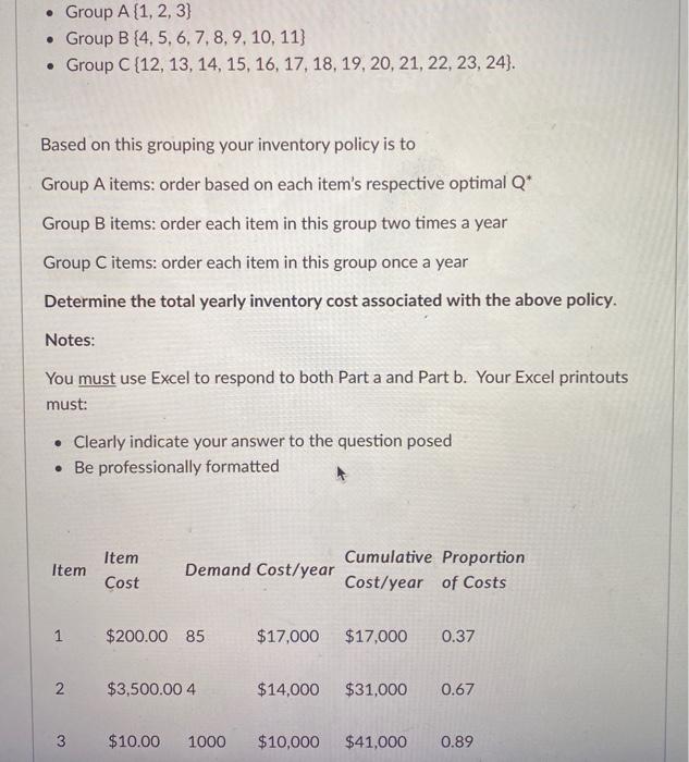 Develop an Excel based solution to the following
