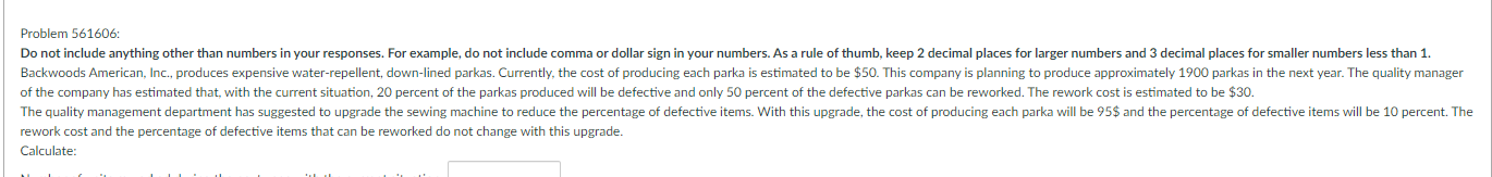 Problem 561606: Do not include anything other