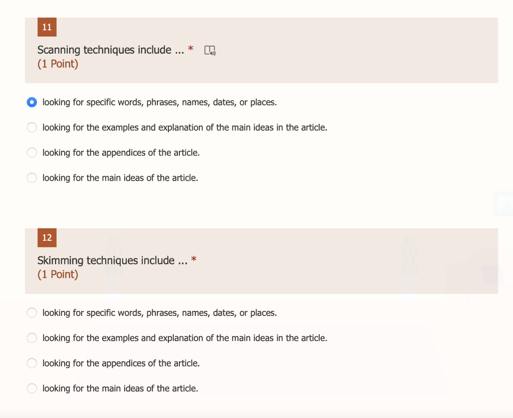 11 n Scanning techniques include ... (1 Point)