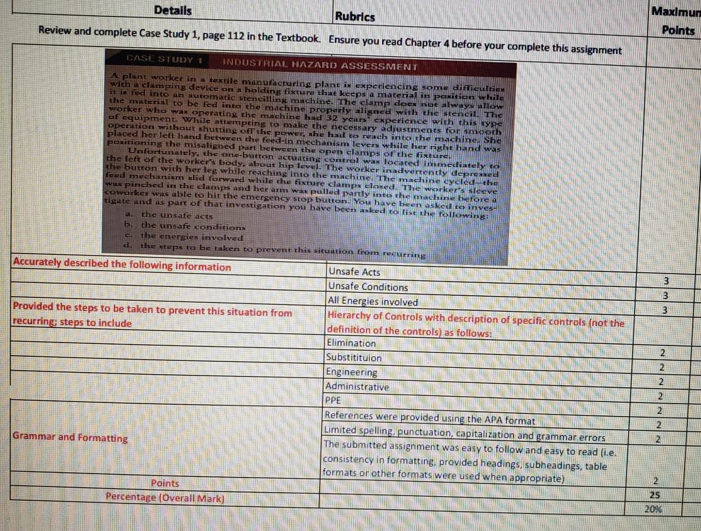 CASE STUDY 1 INDUSTRIAL HAZARD ASSESSMENT