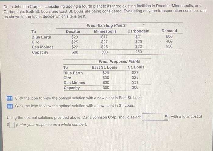 Dana Johnson Corp. is considering adding a fourth