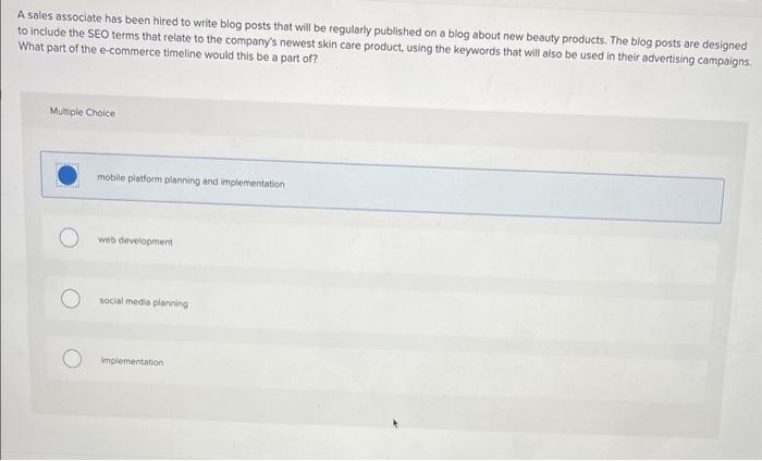 A sales associate has been hired to write blog