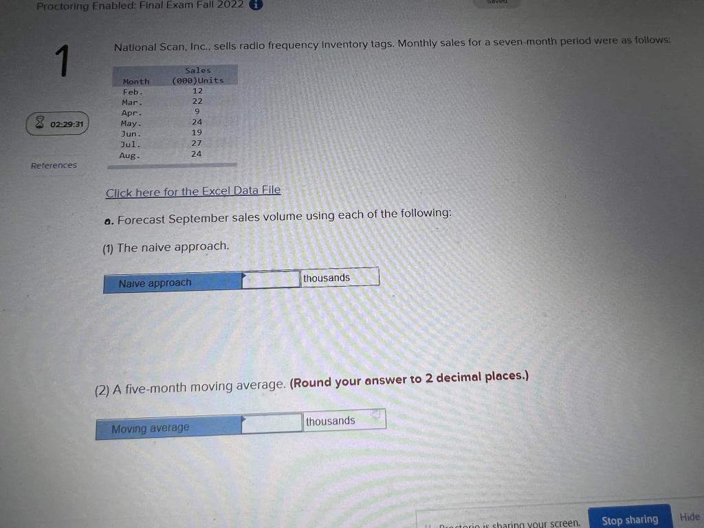 Proctoring Enabled: Final Exam Fall 2022 (i)