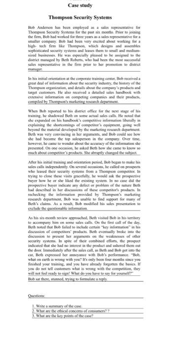 Answer the 3 question please! Thompson Security