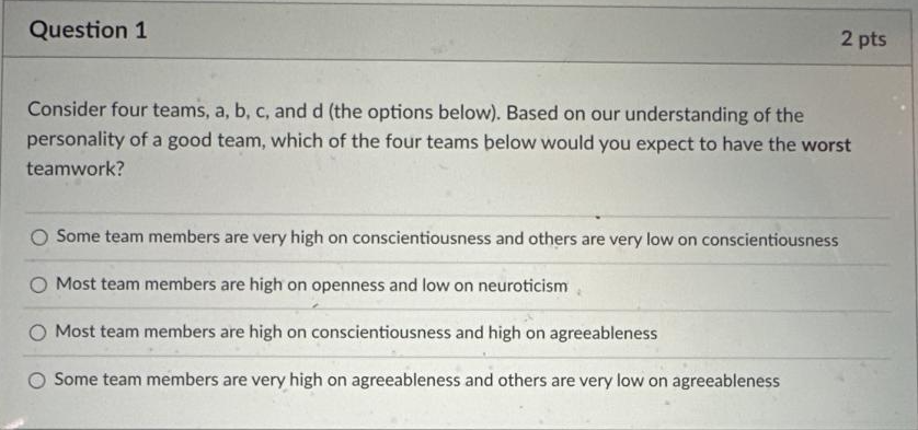 Consider four teams, a, b, c, and d (the options