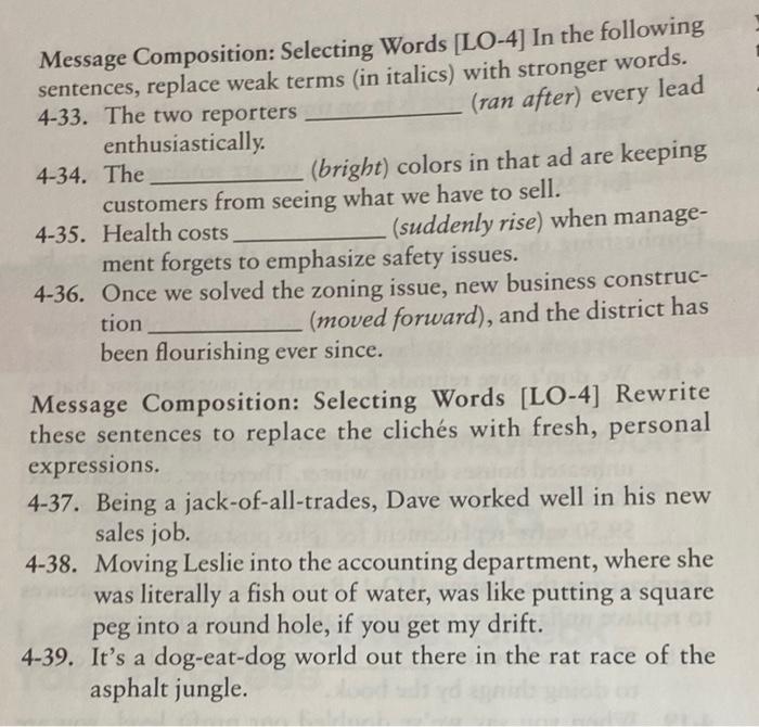 Message Composition: Selecting Words [LO-4] In